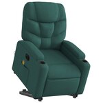 vidaXL Fauteuil inclinable de massage électrique Vert foncé Tissu