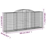 vidaXL Paniers à gabions arqués 9 Pièces 300x50x120/140 cm fer galvanisé