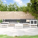 vidaXL Salon de jardin 8 Pièces avec coussins blanc bois massif