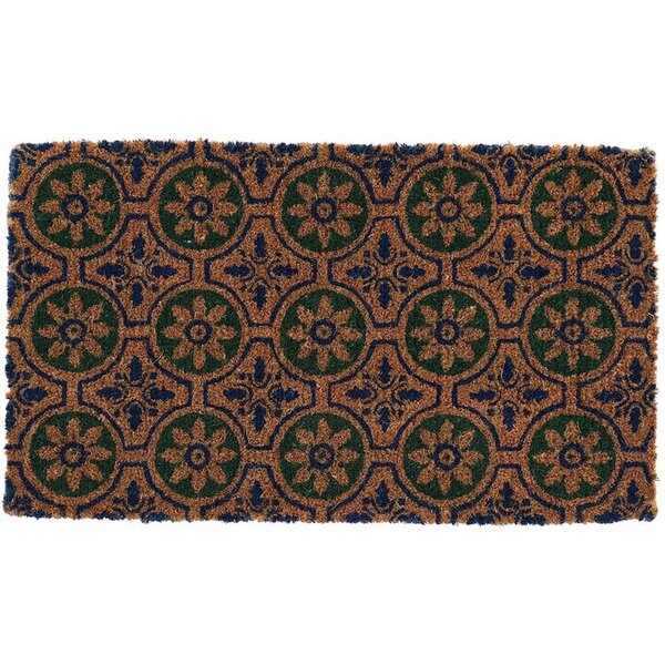 Paillasson en fibres de coco à motifs 75 x 45 cm fleurs