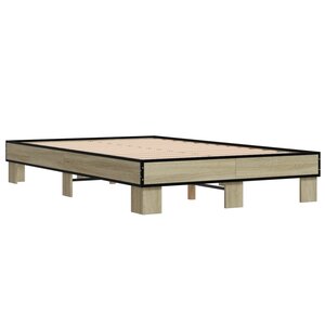 vidaXL Cadre de lit chêne sonoma 140x200 cm bois d'ingénierie et métal