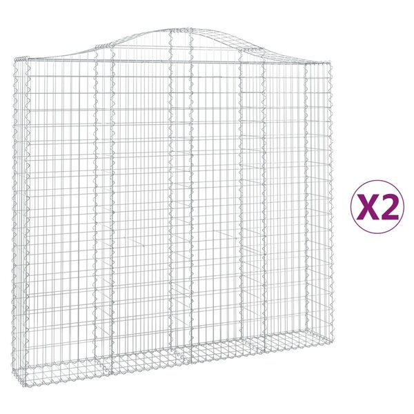 vidaXL Paniers à gabions arqués 2 Pièces 200x30x180/200 cm Fer galvanisé