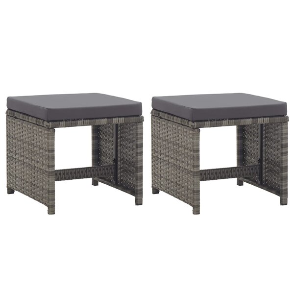 vidaXL Tabourets de jardin 2 Pièces et coussins Résine tressée Anthracite