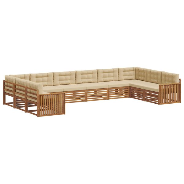vidaXL Ensembles de canapés 8 pc Naturel et Beige Bois d'Acacia Massif