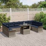 vidaXL Ensemble de canapé de jardin 11 Pièces Gris Poly rotin