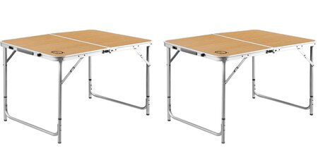 Lot de 2 tables de camping pliables 6 places - O'Camp - Forme valise - 120 x 60 x 70 cm