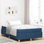 vidaXL Lit à ressorts avec matelas Bleu et Blanc 120 x 200 cm tissu