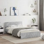 vidaXL Cadre de lit avec tête de lit et LED gris béton 140x200 cm