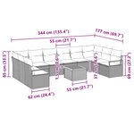 vidaXL Ensemble de canapé de jardin 11 Pièces Gris Poly rotin