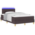 vidaXL Lit à ressort LED avec matelas Marron foncé 120 x 190 cm tissu