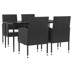 vidaXL Ensemble à manger de jardin 5 Pièces noir résine tressée et acier