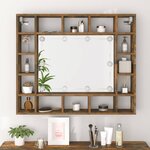 vidaXL Armoire à miroir avec LED Chêne fumé 91x15x76 5 cm