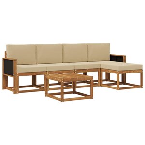 vidaXL Ensemble de canapés d'extérieur 6 pc Naturel et Beige Polyester