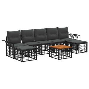 vidaXL Ensemble de canapés d'extérieur 8 pc Noir et Gris foncé