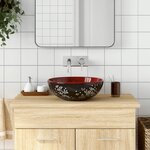 vidaXL Vasque à poser noir et rouge rond Φ41x14 cm céramique