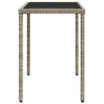 vidaXL Table de jardin dessus en verre gris clair 115x54x74 cm rotin
