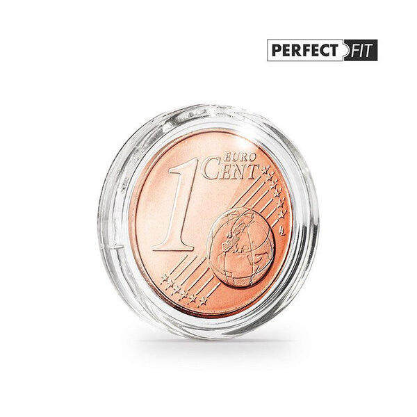 Capsules rondes ULTRA PERFECT FIT pour pièces de 1 cent d'euro. Paquet - 100 capsules
