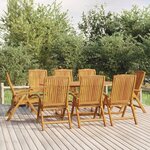vidaXL Ensemble à manger de jardin 9 Pièces Bois de teck solide