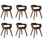 vidaXL Chaises à manger lot de 6 noir bois courbé et similicuir