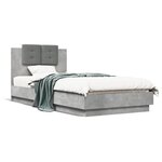 vidaXL Cadre de lit avec tête de lit gris béton 90x200 cm