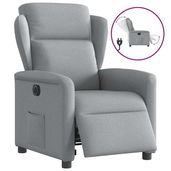 vidaXL Fauteuil inclinable électrique Gris clair Tissu