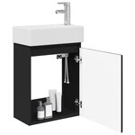 vidaXL Meuble de salle de bain avec robinet Noir 45 5 x 22 5 x 84 cm