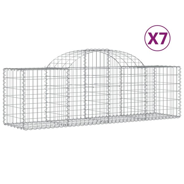 vidaXL Paniers à gabions arqués 7 Pièces 200x50x60/80 cm Fer galvanisé