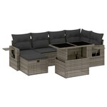 vidaXL Salon de jardin avec coussins 7 Pièces gris résine tressée