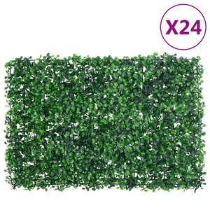 vidaXL Clôture à feuilles d'arbustes artificiels 24 Pièces Vert 40x60 cm