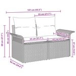 vidaXL Canapé de jardin avec coussin 141 x 62 x 69 cm polyrotin