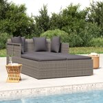 vidaXL Chaise longue avec coussins gris 182x118x63 cm résine tressée