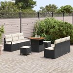 vidaXL Ensemble de canapé de jardin 9 Pièces Noir Poly rotin