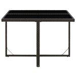 vidaXL Table de jardin Noir 109x107x74 cm Résine tressée et verre
