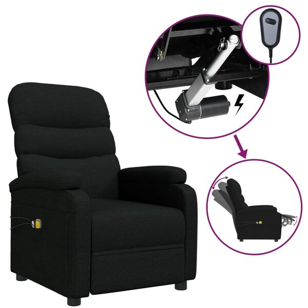 vidaXL Fauteuil électrique de massage Noir Tissu
