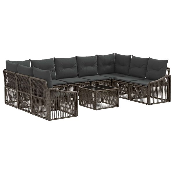 vidaXL Ensemble de canapé de jardin 10 Pièces Gris polyrotin