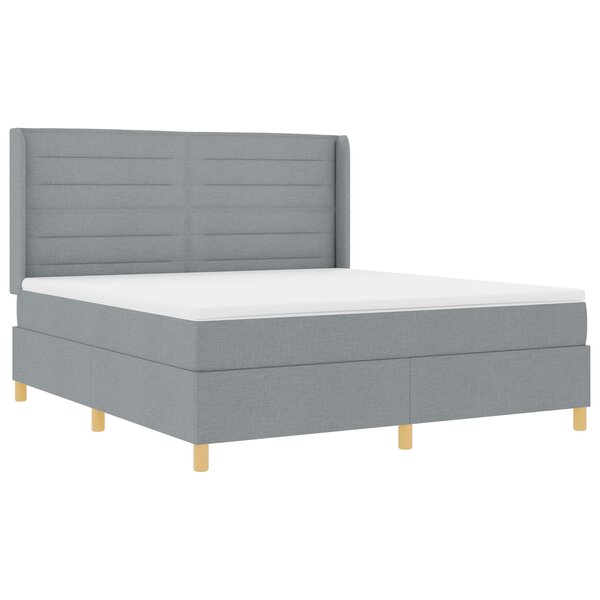 Lit Box Spring vidaXL avec Matelas & Éclairage LED Gris clair 180x200 cm Tissu