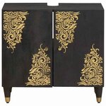 vidaXL Armoire d'évier Noir 62 x 33 x 58 cm Bois de mangue massif