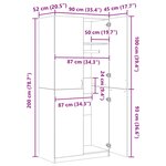 vidaXL Garde-robe Sonoma gris 90x52x200 cm Bois d'ingénierie