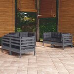 vidaXL Salon de jardin 6 Pièces avec coussins bois de pin massif