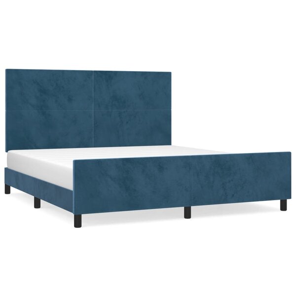 vidaXL Cadre de lit avec tête de lit Bleu foncé 180x200 cm Velours