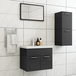 vidaXL Ensemble de meubles de salle de bain Gris brillant Aggloméré