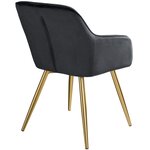Lot de 4 chaises pieds doré siège de salon cuisine salle à manger design élégant velours noir 08_0000114