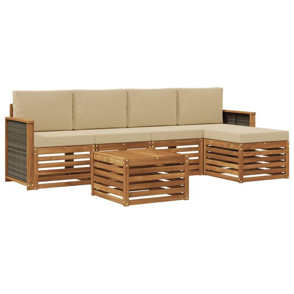 vidaXL Ensemble de canapés d'extérieur 6 pc Naturel et Beige