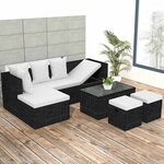 vidaXL Salon de jardin 4 Pièces avec coussins Résine tressée Noir