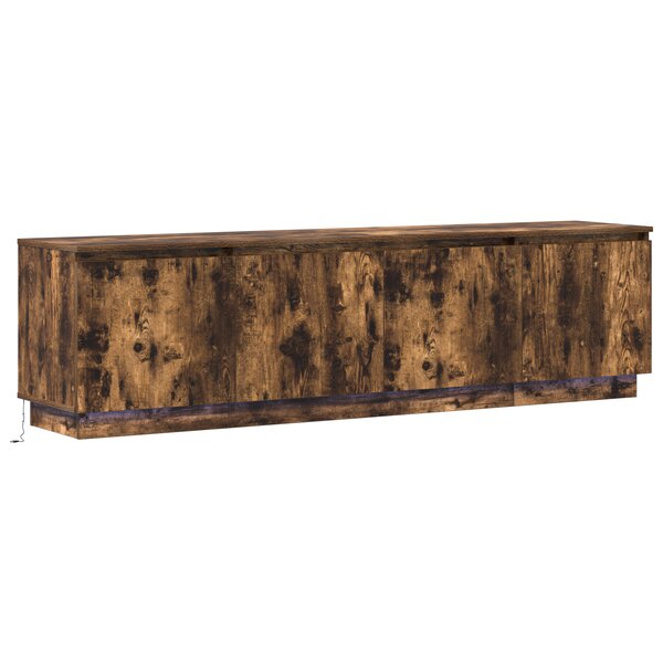 vidaXL Meuble TV avec LED chêne fumé 180x38x49 cm bois d'ingénierie
