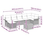 Ensemble Canapé Jardin 8 pièces avec Coussins Gris Poly Rattan Acacia