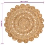 vidaXL Tapis Jute tressé à la main 150 cm Rond