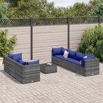 vidaXL Salon de jardin 8 Pièces avec coussins Gris Résine tressée