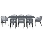 vidaXL Ensemble de salle à manger pour jardin 9 Pièces Gris Poly rotin