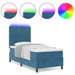 Lit à ressorts vidaXL avec matelas et LED Bleu foncé 90x190 cm Velours